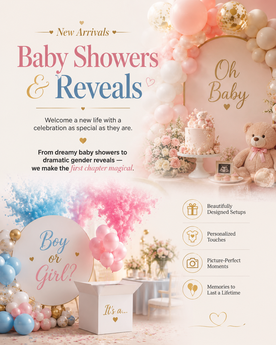 Baby shower and gender reveal